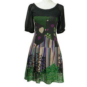 Kenzo Dress Y2k Whimsigoth Silk Mini Puff Sleeve Feminine Fairy Dress